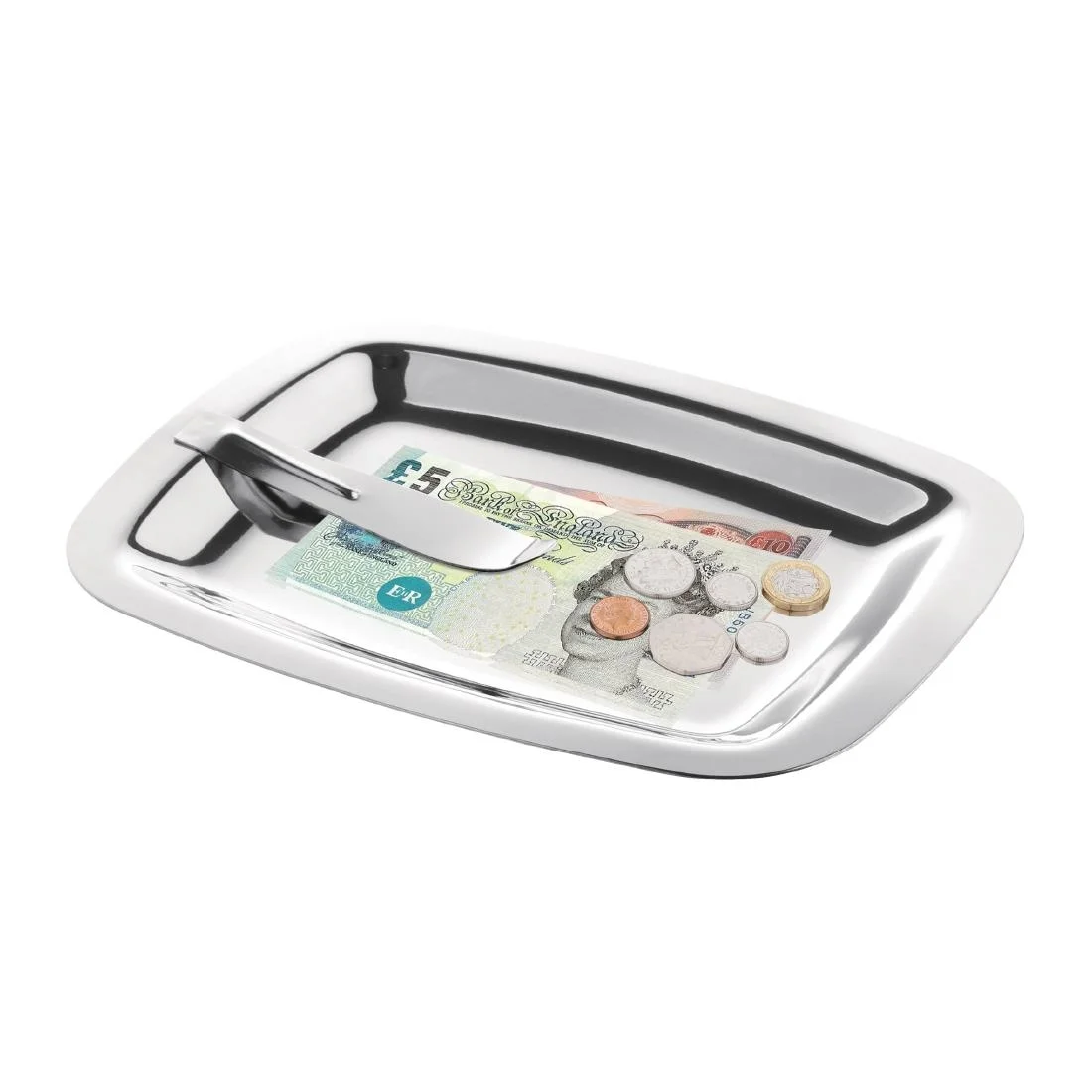 Olympia Square Stainless Steel Tip Tray With Bill Clip - Image 2