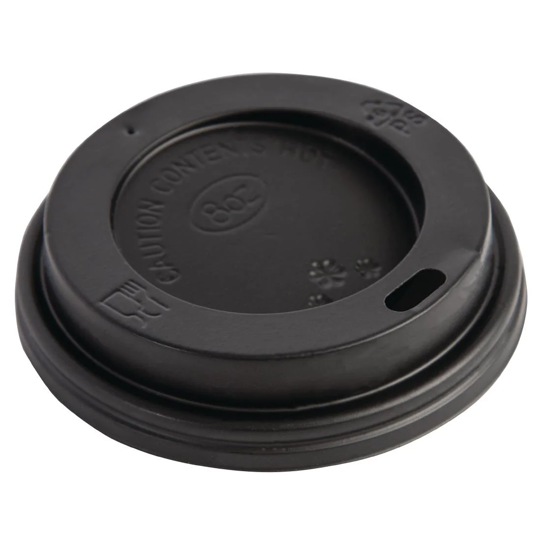 Fiesta Recyclable Coffee Cup Lids Black 225ml / 8oz (Pack of 50) - Image 1