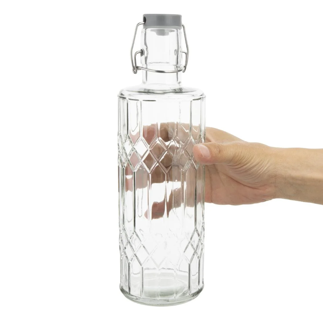 Olympia Geo Glass Water Bottle with Stopper 1Ltr (6 pack) - Image 4