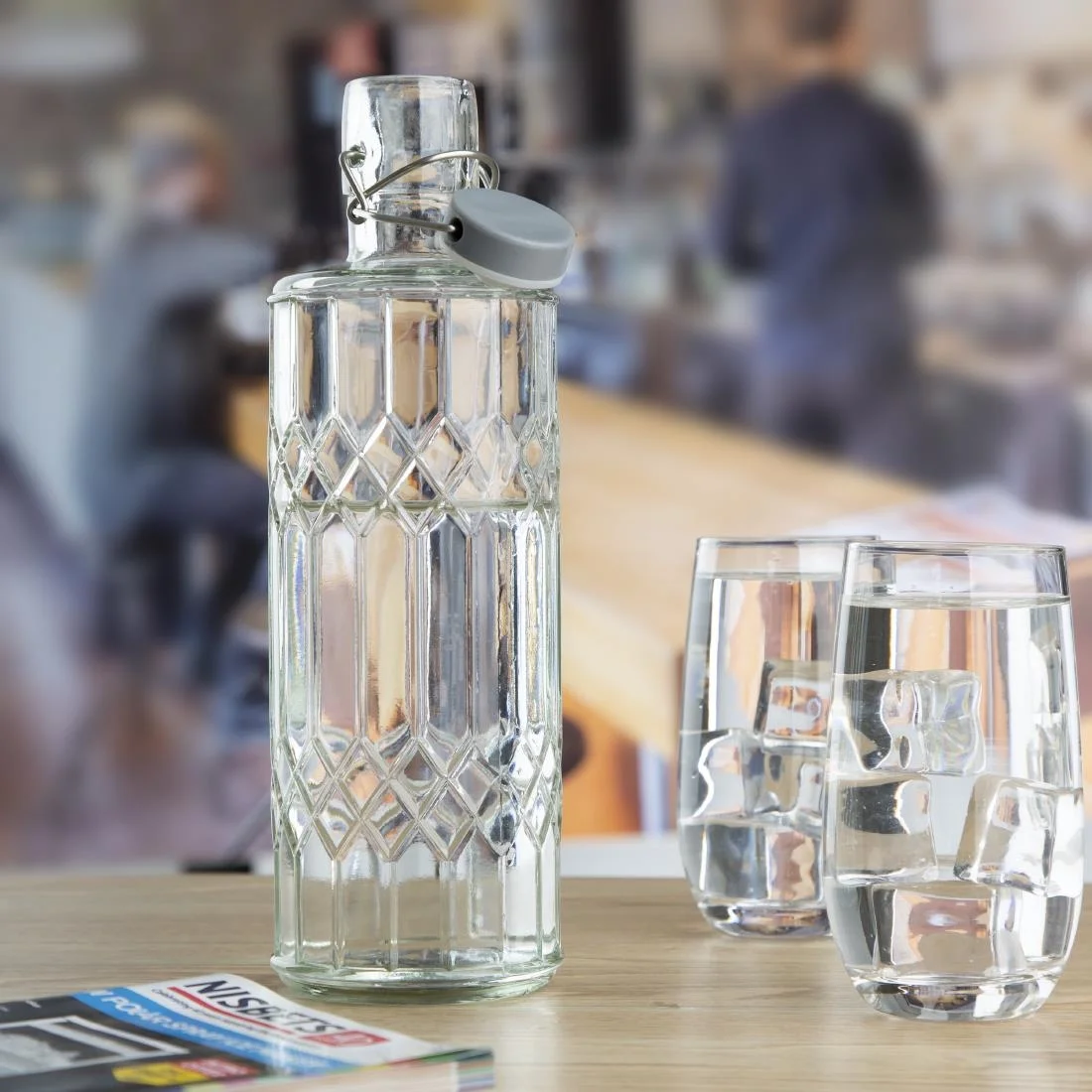 Olympia Geo Glass Water Bottle with Stopper 1Ltr (6 pack) - Image 5