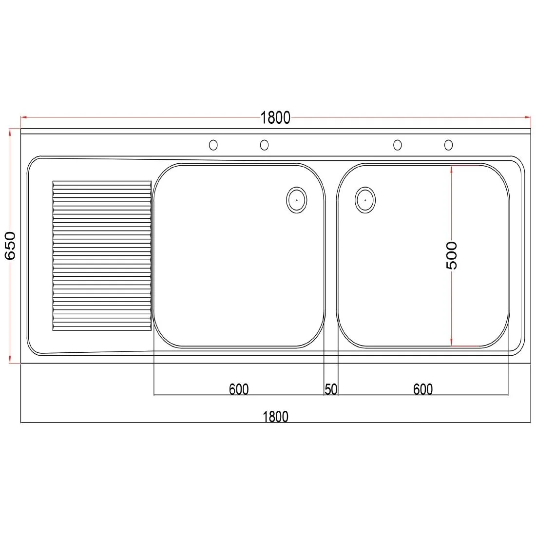 Holmes Fully Assembled Stainless Steel Sink Left Hand Drainer 1800mm - Image 3