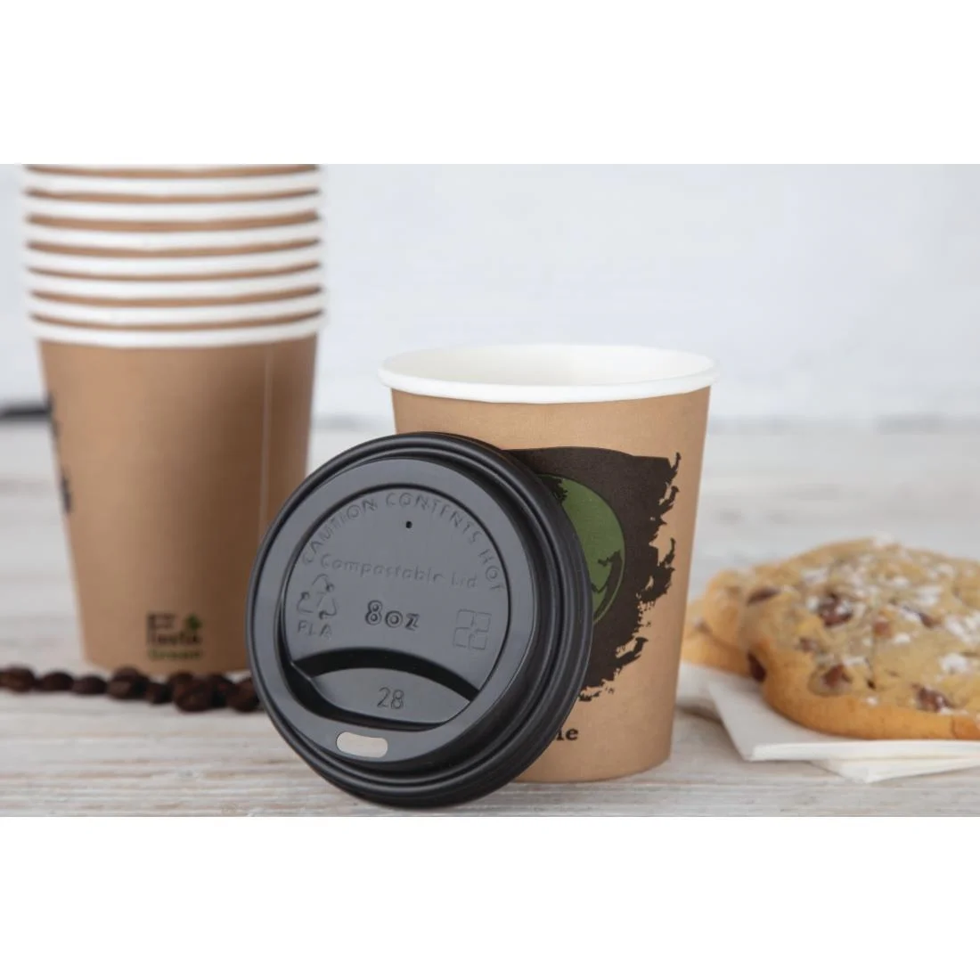 Fiesta Compostable Coffee Cup Lids 225ml / 8oz (Pack of 1000) - Image 4