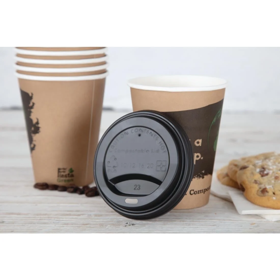 Fiesta Compostable Coffee Cup Lids 340ml / 12oz (Pack of 50) - Image 4