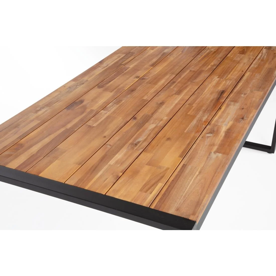Bolero Acacia Wood and Steel Rectangular Industrial Table 1800mm - Image 4