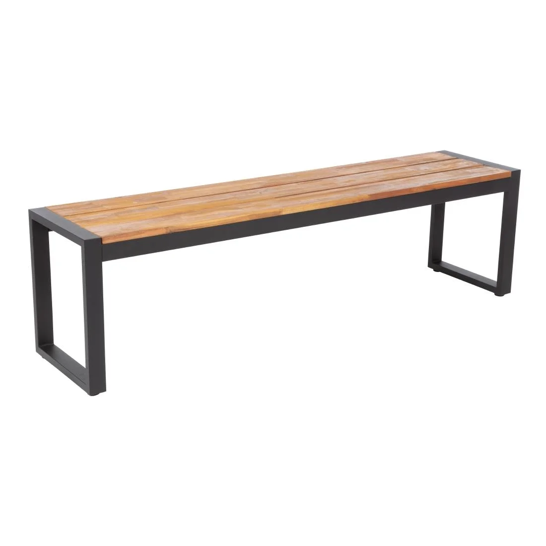 Bolero Acacia Wood and Steel Industrial Benches 1600mm (Pack of 2) - Image 4