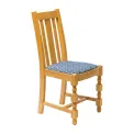 Mayfair Soft Oak High Back Dining Chair with Blue Diamond Padded Seat (Pack of 2) - Image 1