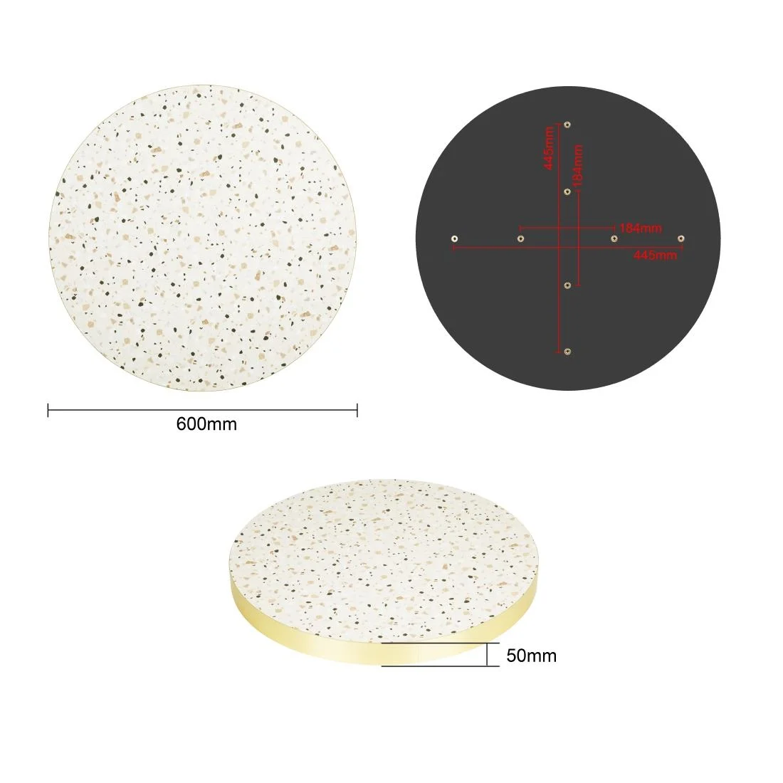 Bolero Terrazzo Style Round Table Top 600mm - Image 5