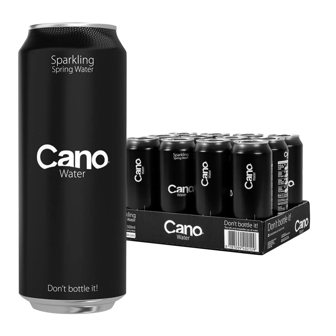 Cano Water Sparkling Resealable Can - 500ml (12 Pack) - Image 1