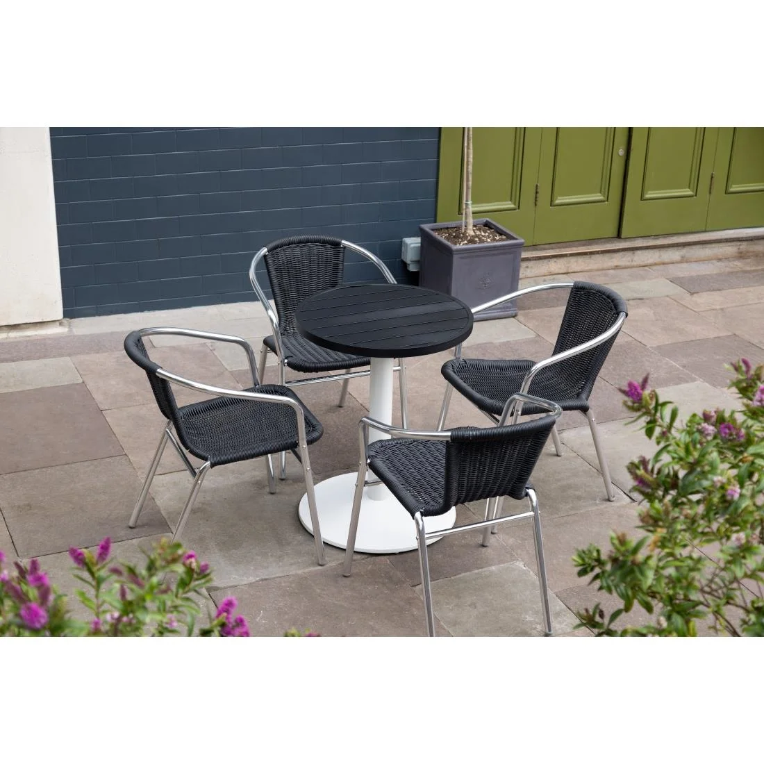 Bolero Aluminium Round Table Top Black 580mm - Image 5