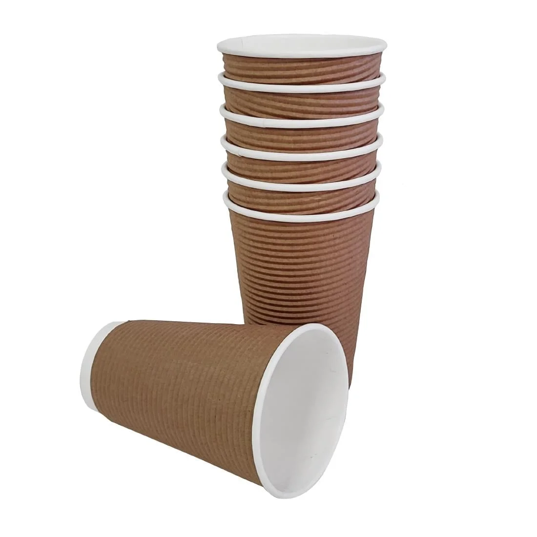 Fiesta Recyclable Coffee Cups Ripple Wall Kraft 455ml / 16oz (Pack of 25) - Image 4
