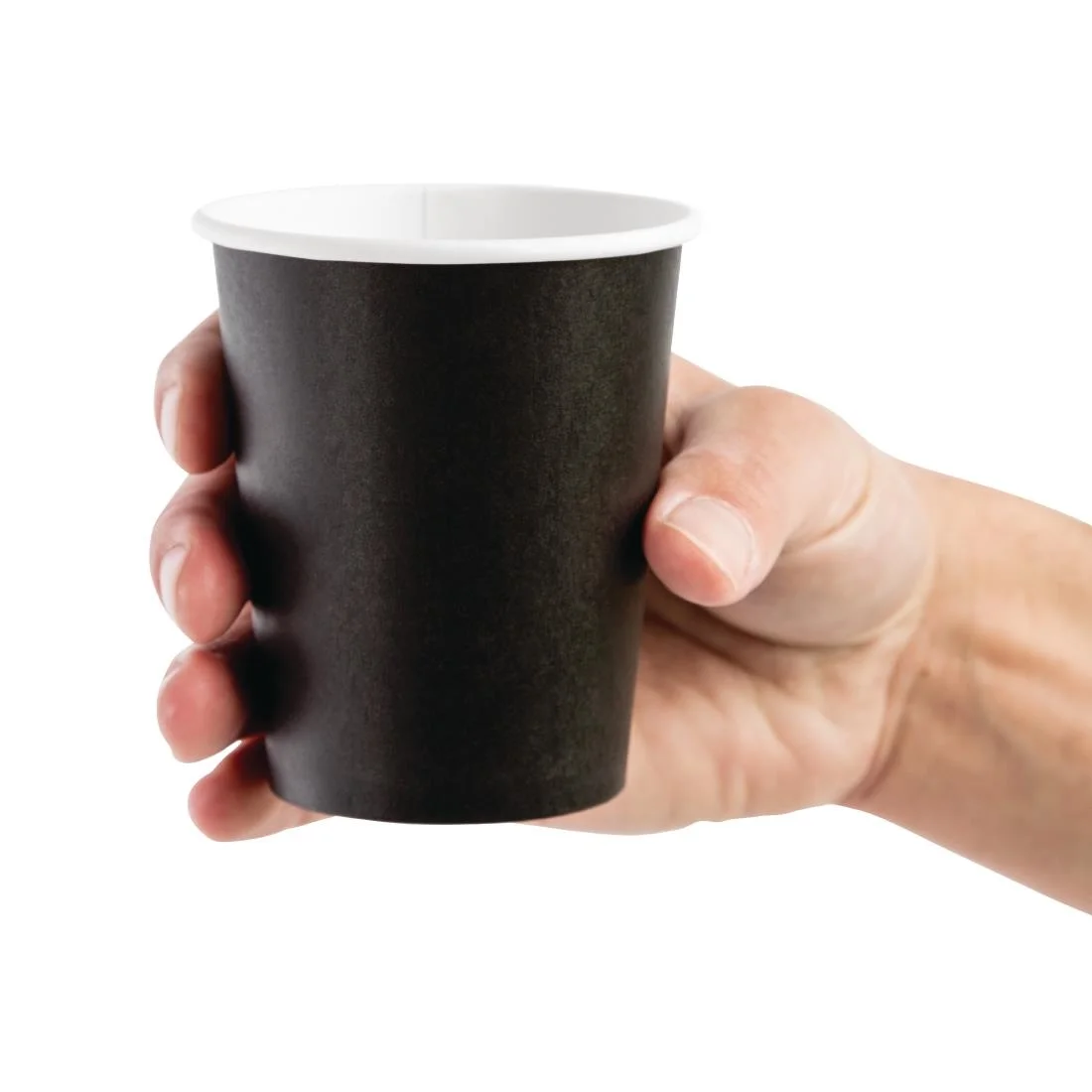 Fiesta Recyclable Coffee Cups Single Wall Black 225ml / 8oz (Pack of 1000) - Image 3