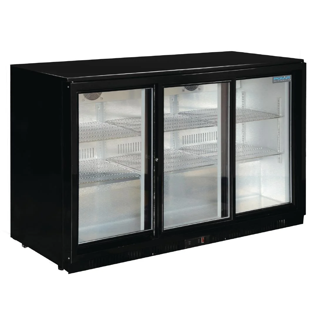 Polar Back Bar Cooler with Sliding Doors in Black 330Ltr - Image 1
