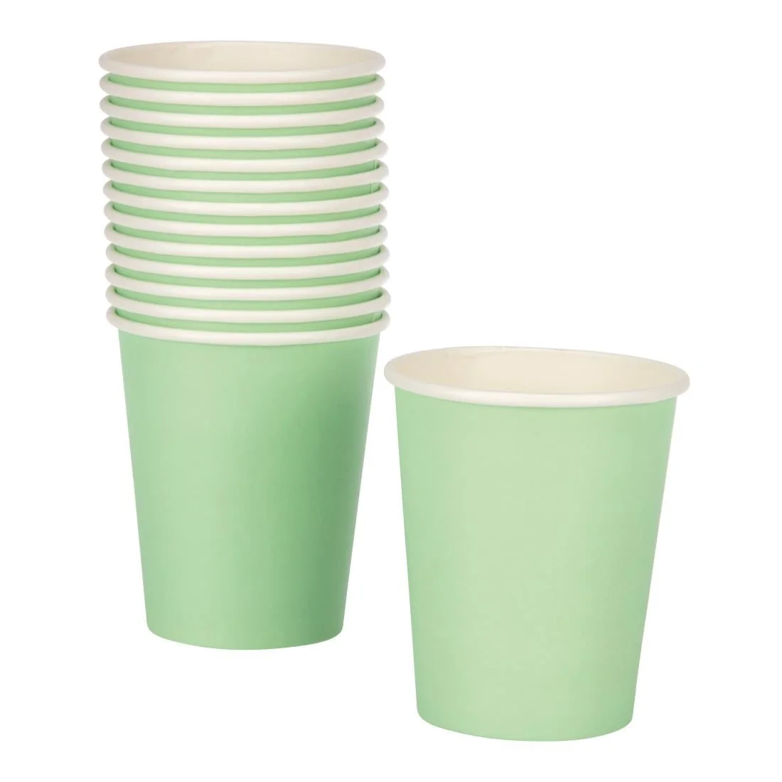 Fiesta Recyclable Coffee Cups Single Wall Turquoise 225ml / 8oz (Pack of 1000) - Image 6