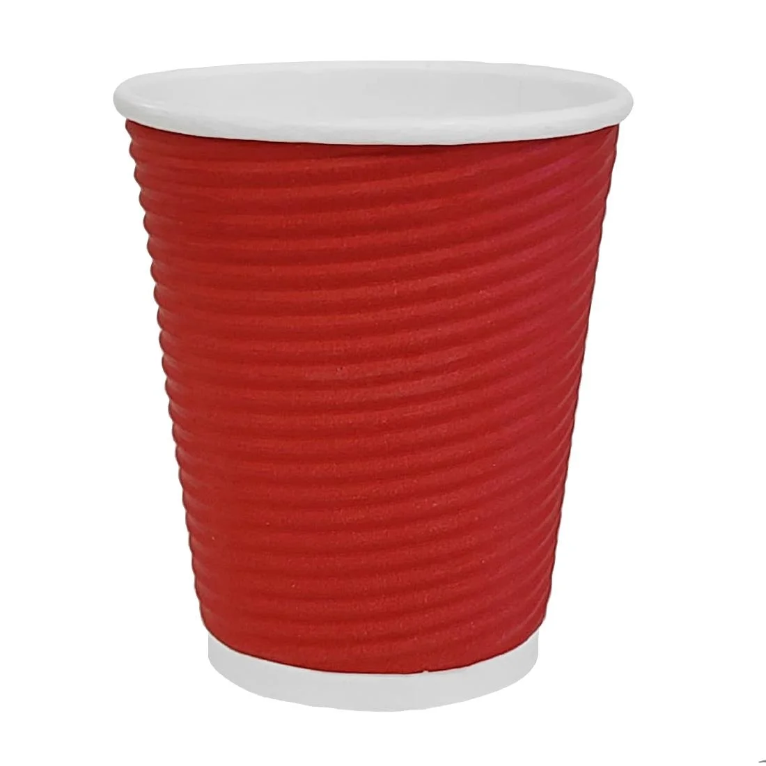 Fiesta Recyclable Coffee Cups Ripple Wall Red 225ml / 8oz (Pack of 25) - Image 1