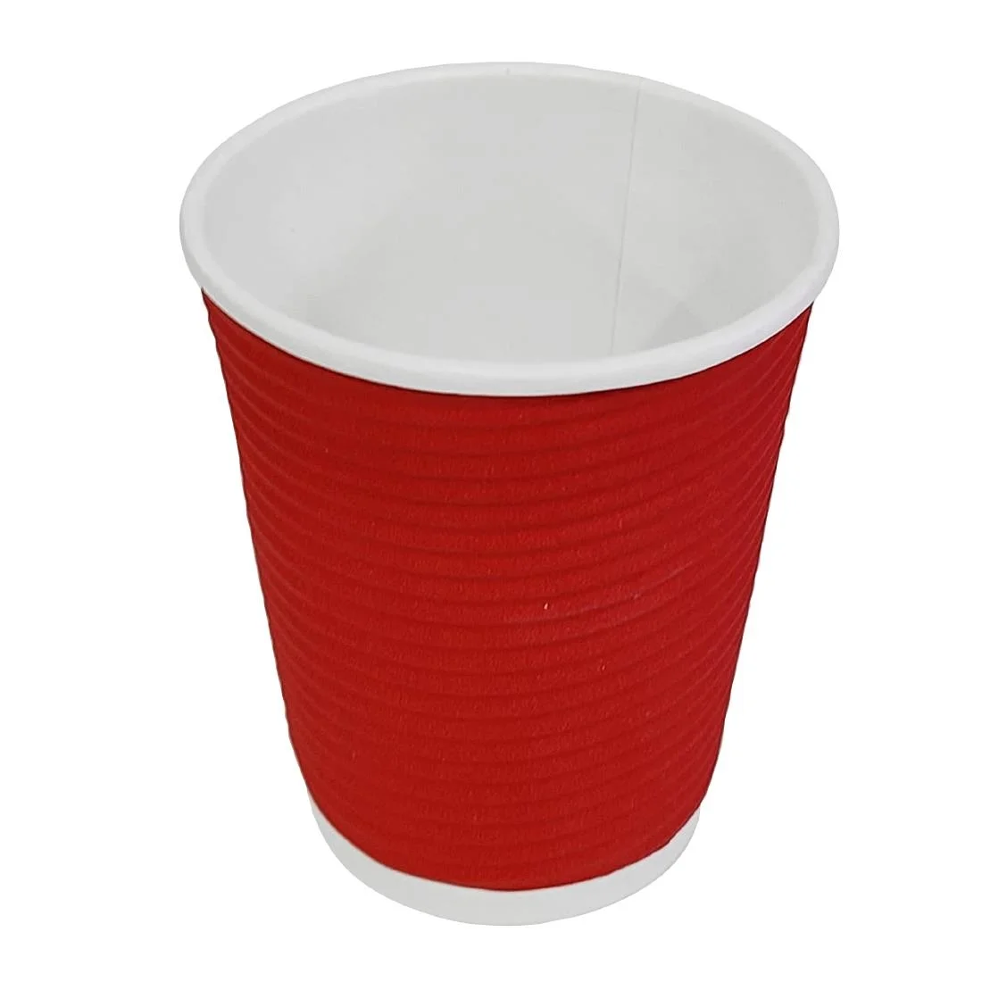 Fiesta Recyclable Coffee Cups Ripple Wall Red 225ml / 8oz (Pack of 25) - Image 4