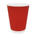Fiesta Recyclable Coffee Cups Ripple Wall Red 340ml / 12oz (Pack of 25) - Image 1