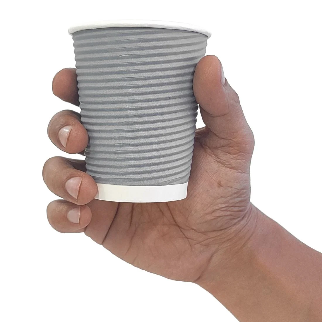 Fiesta Recyclable Coffee Cups Ripple Wall Charcoal 225ml / 8oz (Pack of 25) - Image 4