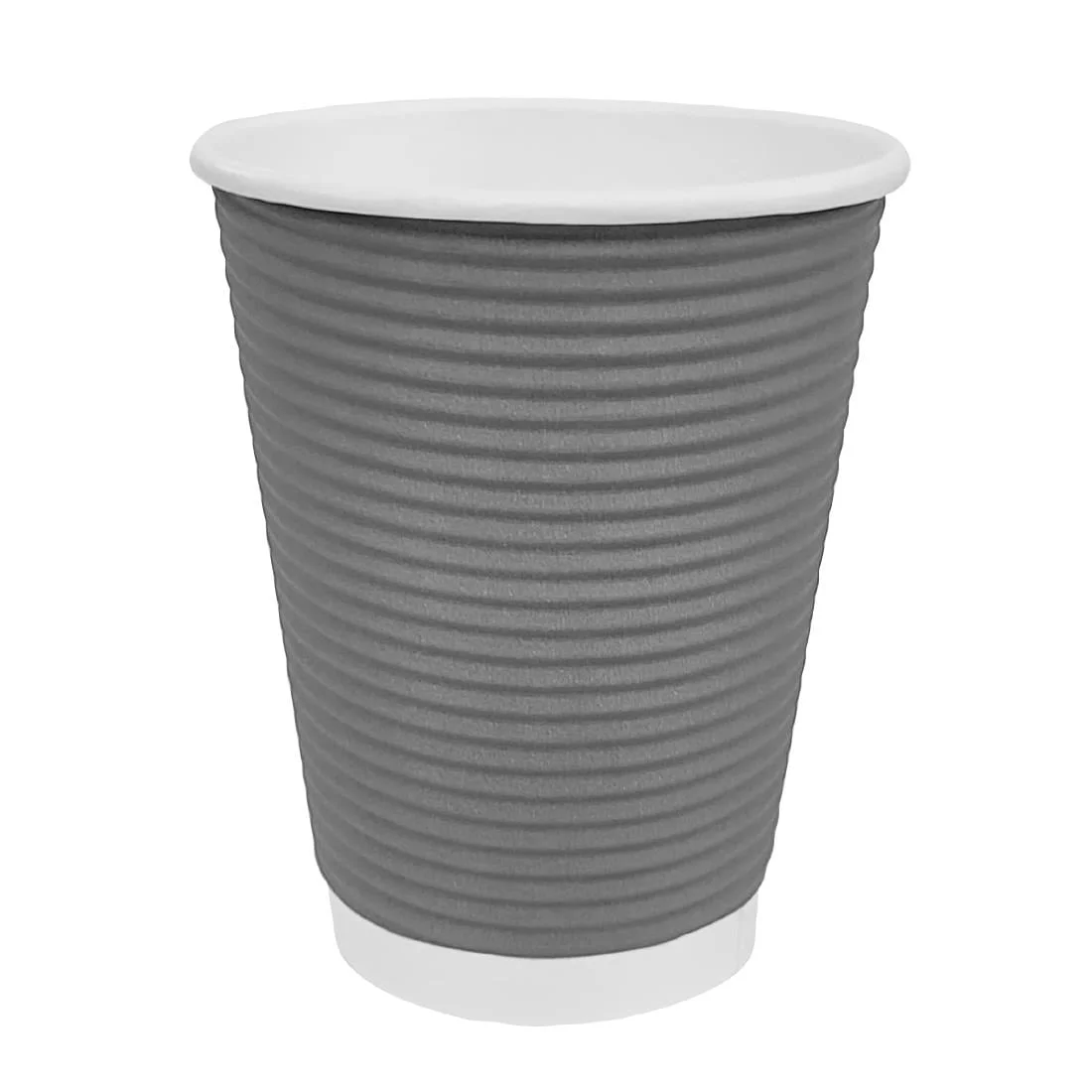 Fiesta Recyclable Coffee Cups Ripple Wall Charcoal 225ml / 8oz (Pack of 500) - Image 1