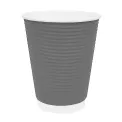 Fiesta Recyclable Coffee Cups Ripple Wall Charcoal 340ml / 12oz (Pack of 25) - Image 1