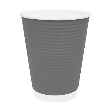 Fiesta Recyclable Coffee Cups Ripple Wall Charcoal 340ml / 12oz (Pack of 25)