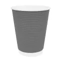Fiesta Recyclable Coffee Cups Ripple Wall Charcoal 340ml / 12oz (Pack of 500) - Image 1