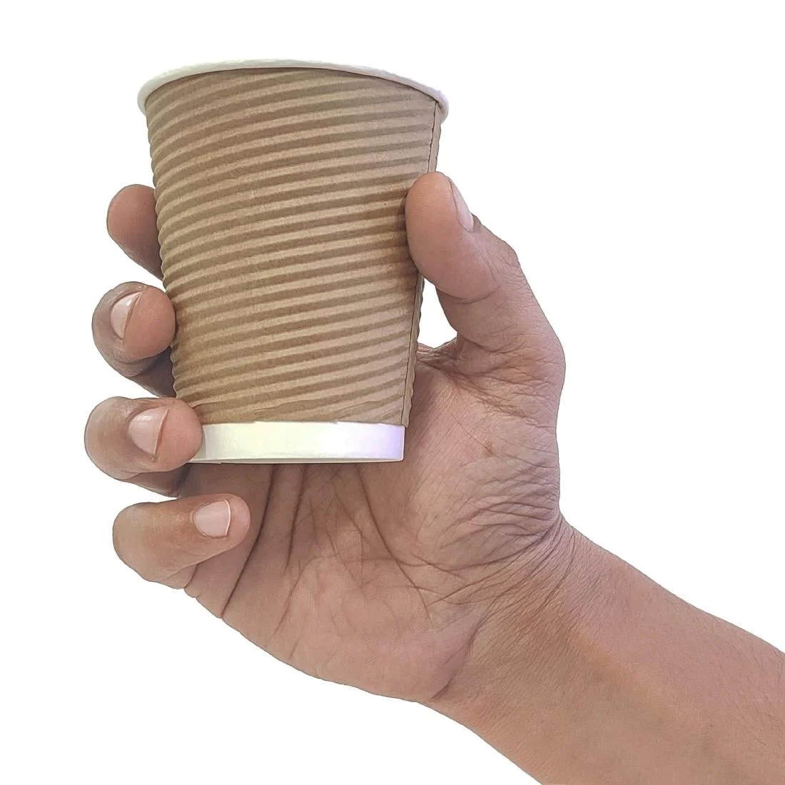 Fiesta Recyclable Coffee Cups Ripple Wall Kraft 225ml / 8oz (Pack of 25) - Image 3