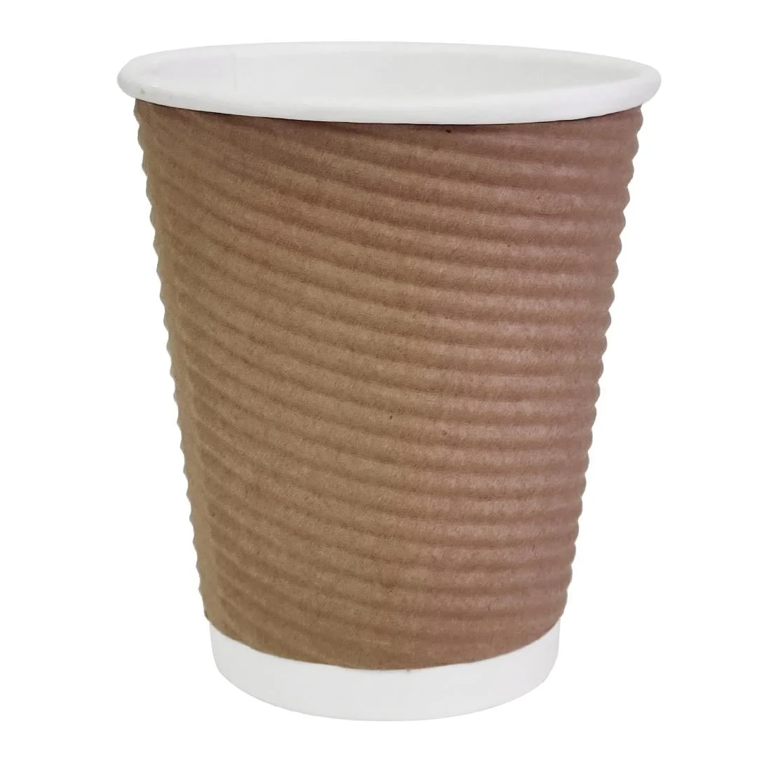 Fiesta Recyclable Coffee Cups Ripple Wall Kraft 225ml / 8oz (Pack of 25) - Image 1