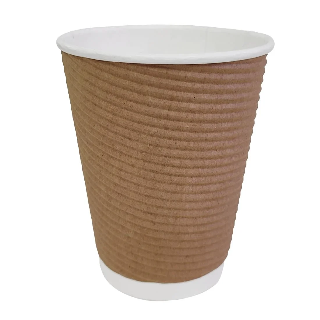 Fiesta Recyclable Coffee Cups Ripple Wall Kraft 340ml / 12oz (Pack of 500) - Image 1
