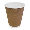 Fiesta Recyclable Coffee Cups Ripple Wall Kraft 340ml / 12oz (Pack of 25) - Image 3
