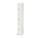Elite Three Door Electronic Combination Locker with Sloping Top White - Image 1