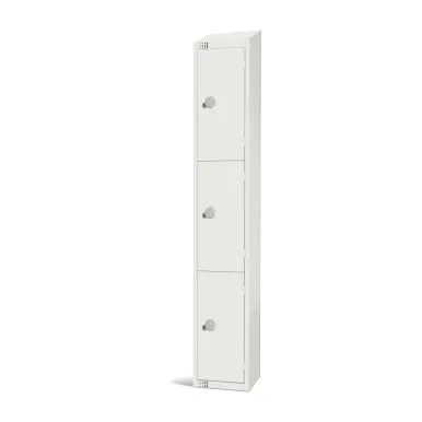 Elite Three Door Electronic Combination Locker with Sloping Top White