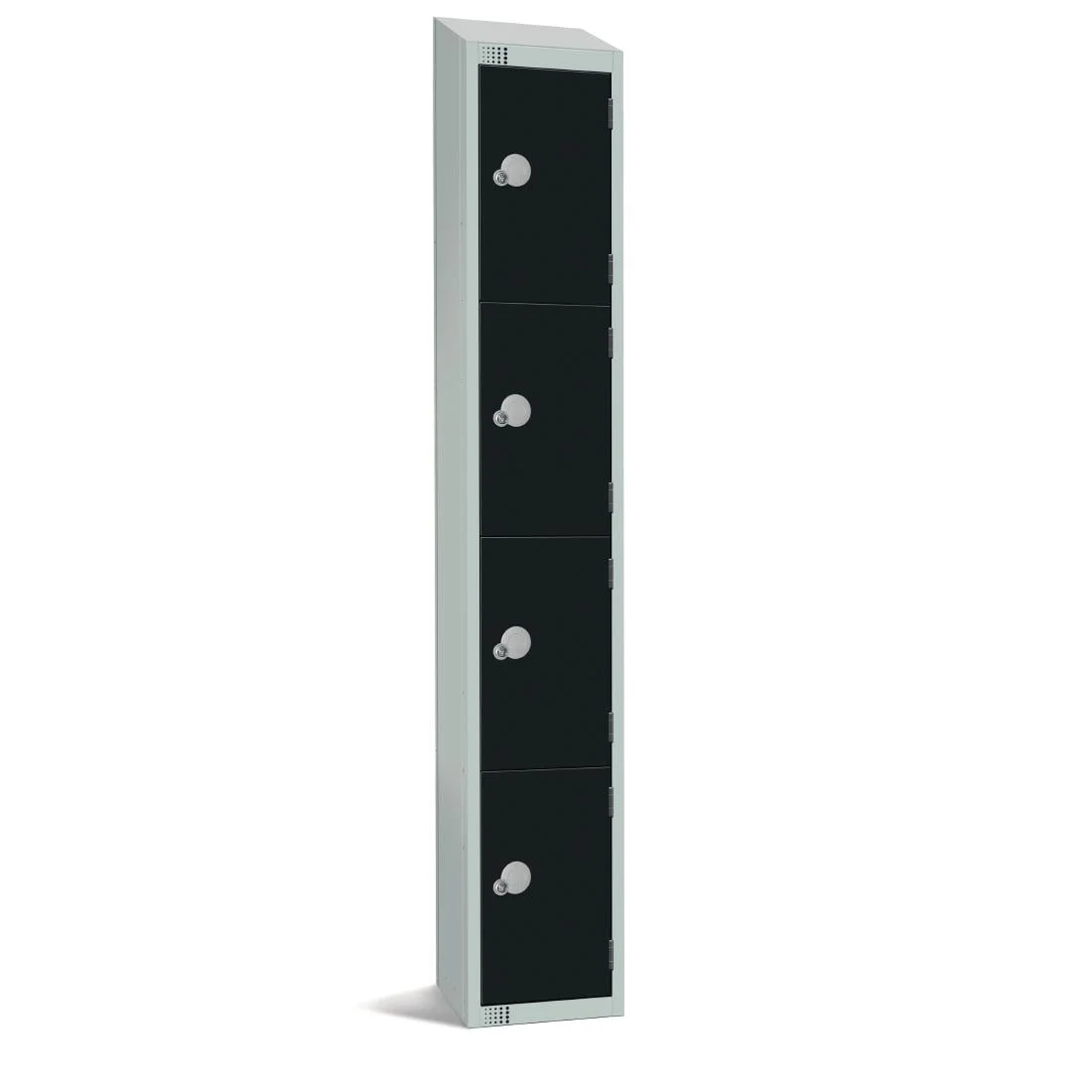 Elite Four Door Camlock Locker Black with Sloping Top - Image 1
