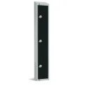 Elite Three Door Coin Return Locker with Sloping Top Black - Image 1