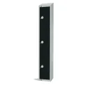 Elite Three Door Coin Return Locker with Sloping Top Black - Image 3
