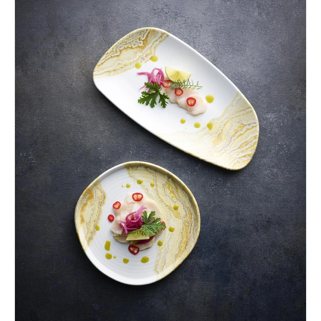 Churchill Tide Gold Chefs Geo Plates 280 x 153mm (12 Pack) - Image 2