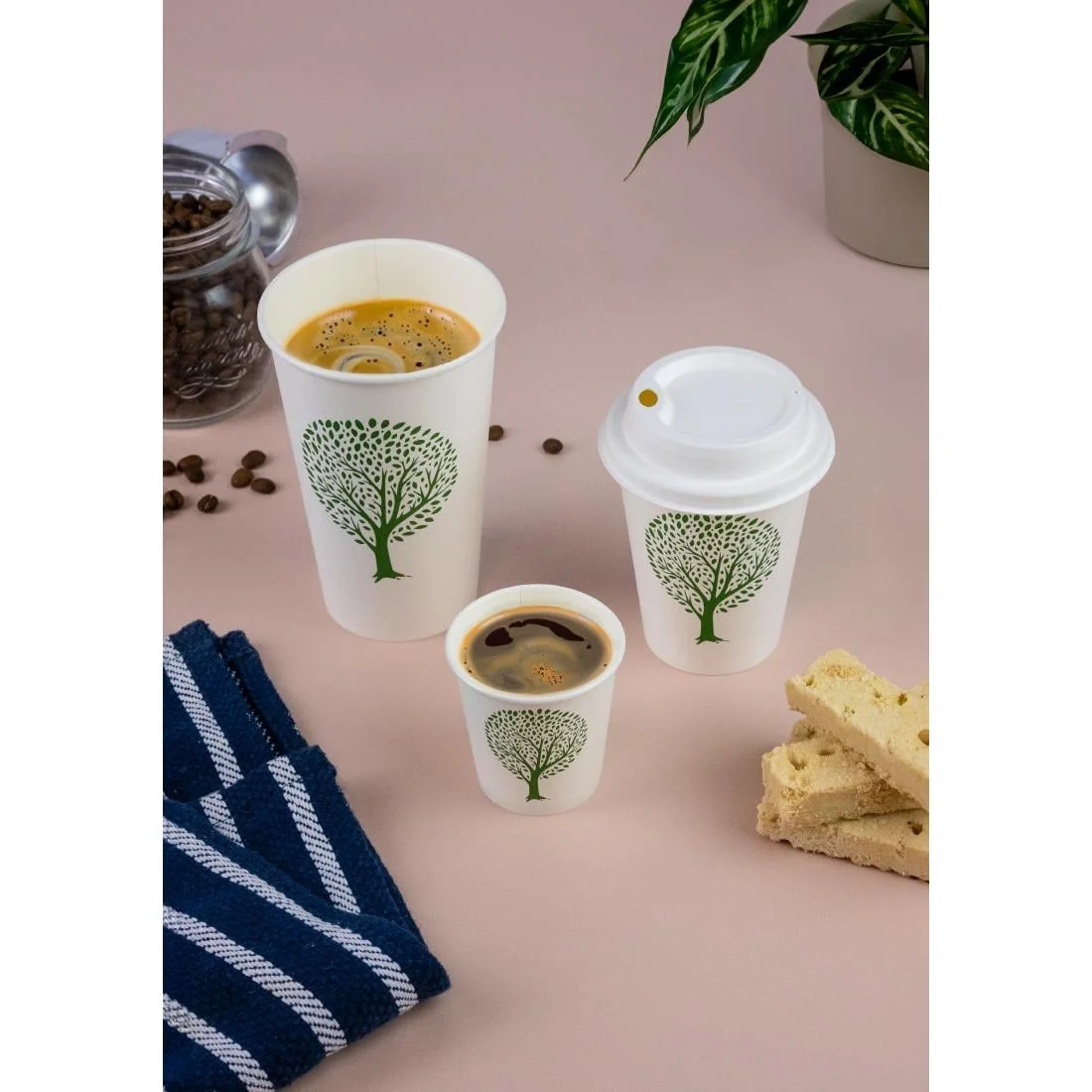 Vegware Green Tree White Hot Cups 12oz 89-Series (1000 Pack) - Image 2