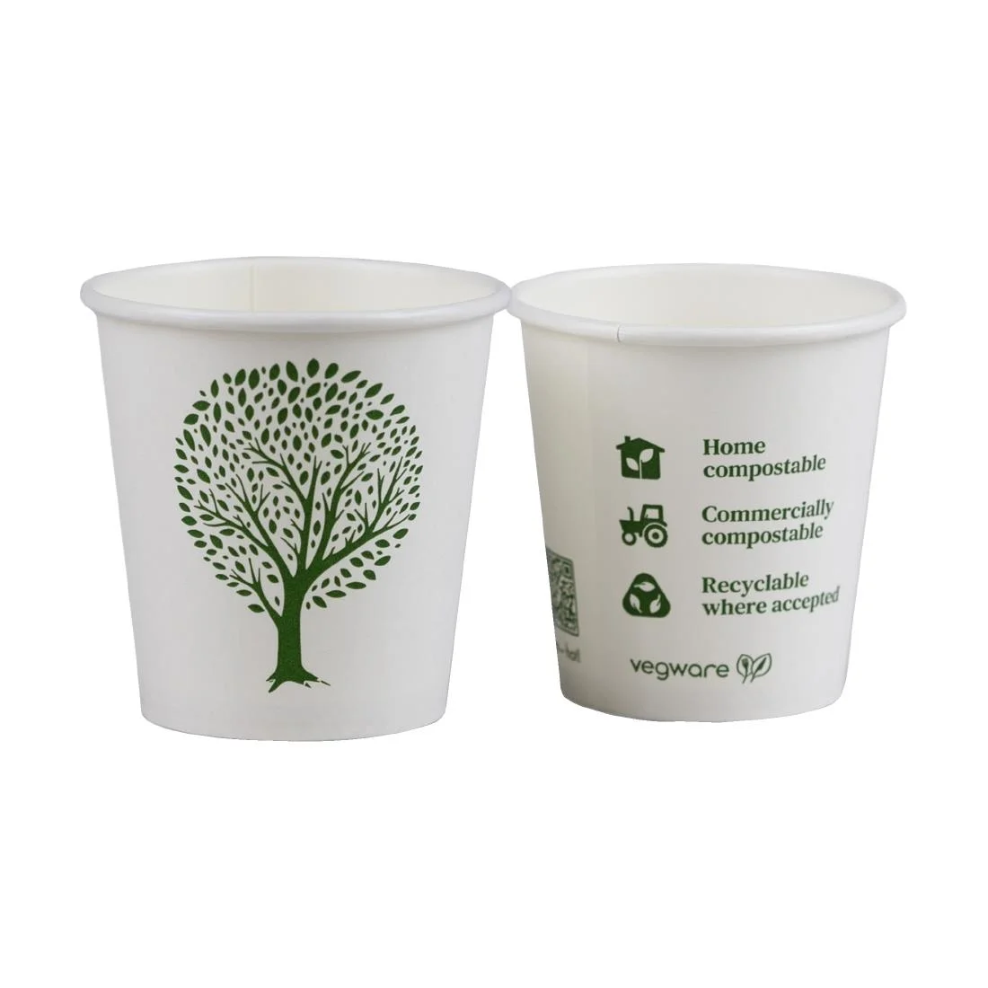 Vegware Green Tree White Hot Cups 4oz 62-Series (1000 Pack) - Image 3