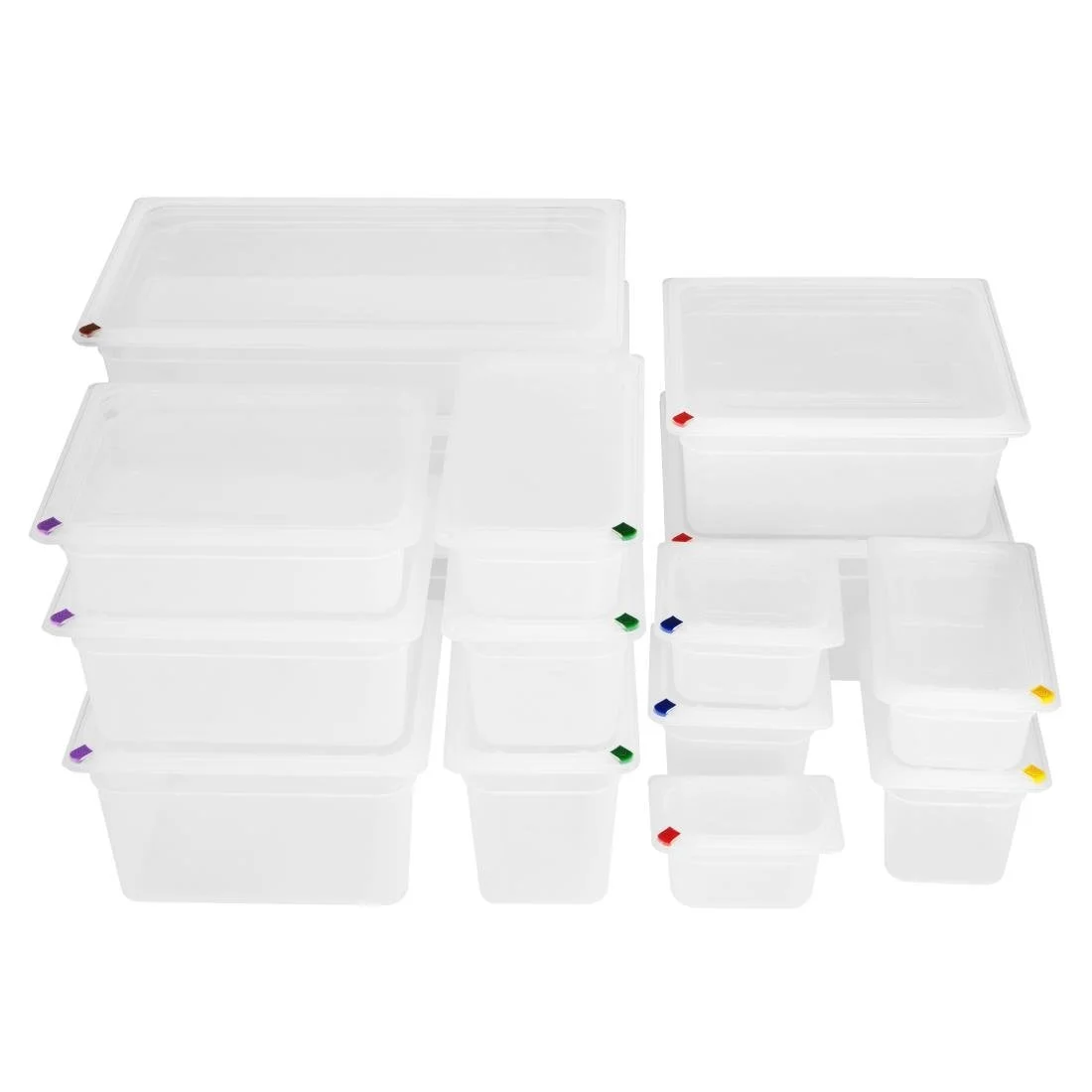Hygiplas Click PP GN Container 2/3 with Lid & 7 Colour Clips 200mm 16.1Ltr (4 Pack) - Image 5