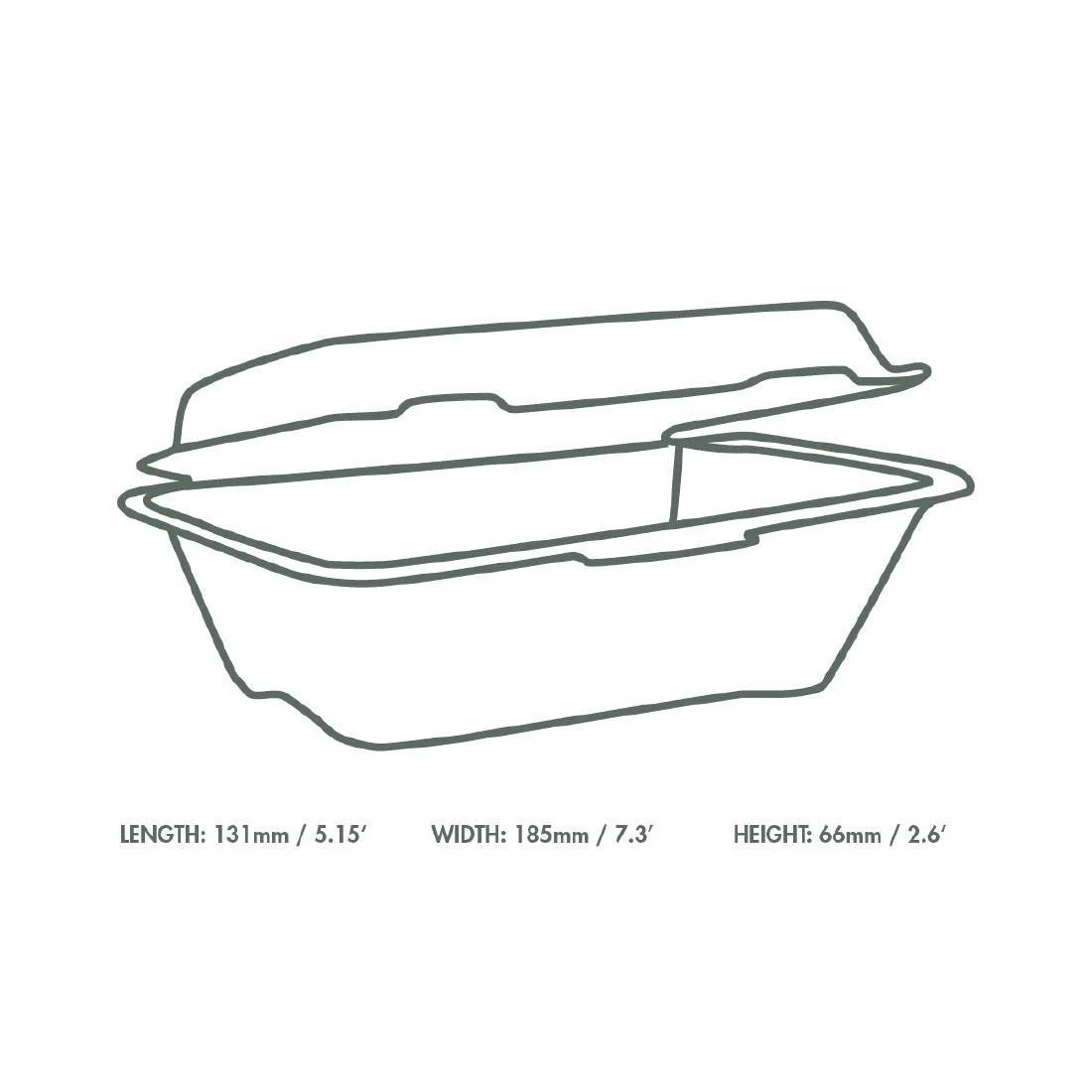 Vegware Compostable Bagasse Clamshell Hinged Meal Boxes 7"x 5" (500 Pack) - Image 5