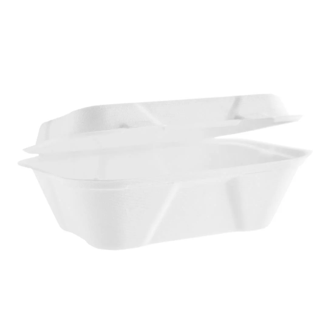 Vegware Compostable Bagasse Clamshell Hinged Meal Boxes 7"x 5" (500 Pack) - Image 1