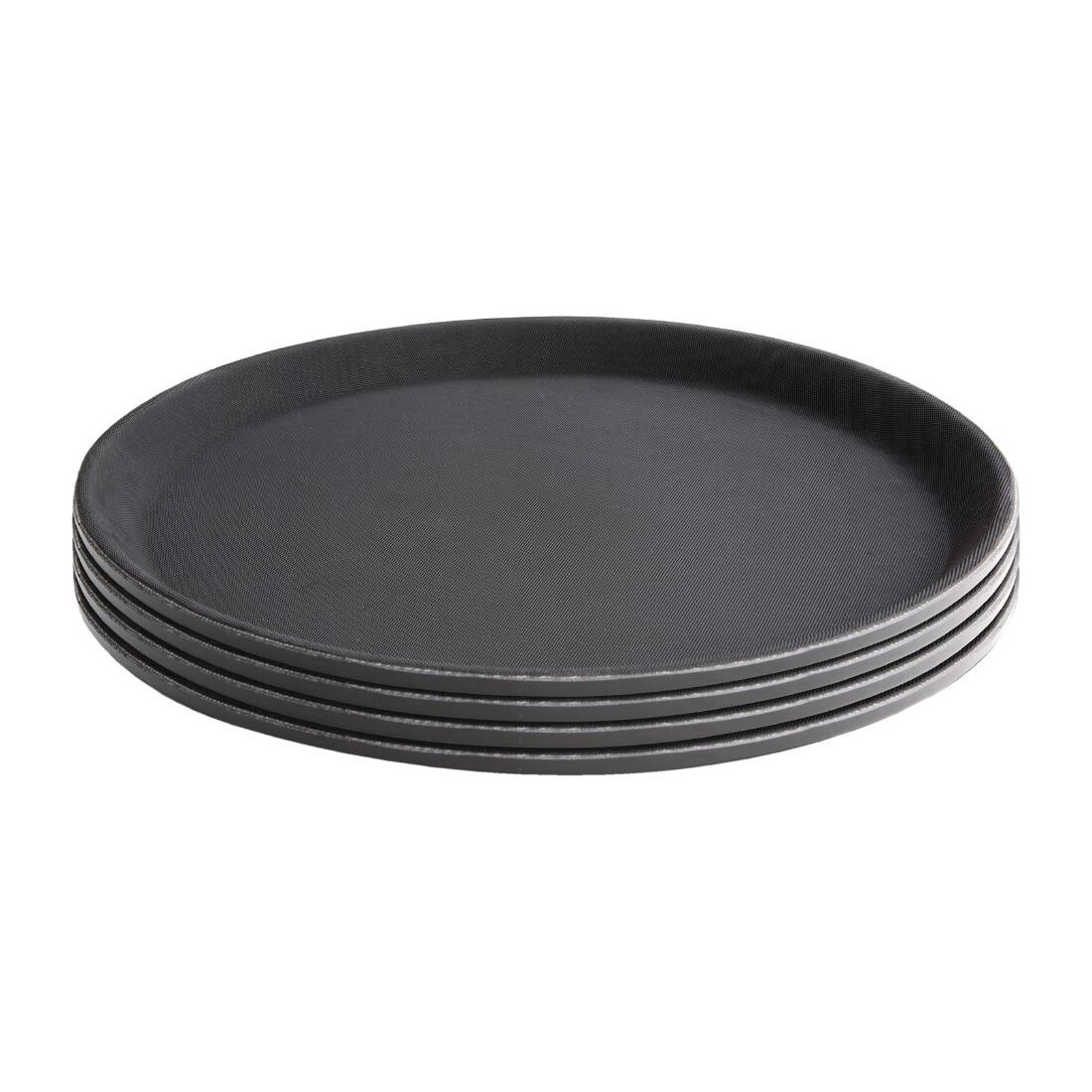 Kristallon Fibreglass Round Non Slip Tray Black 14 in
