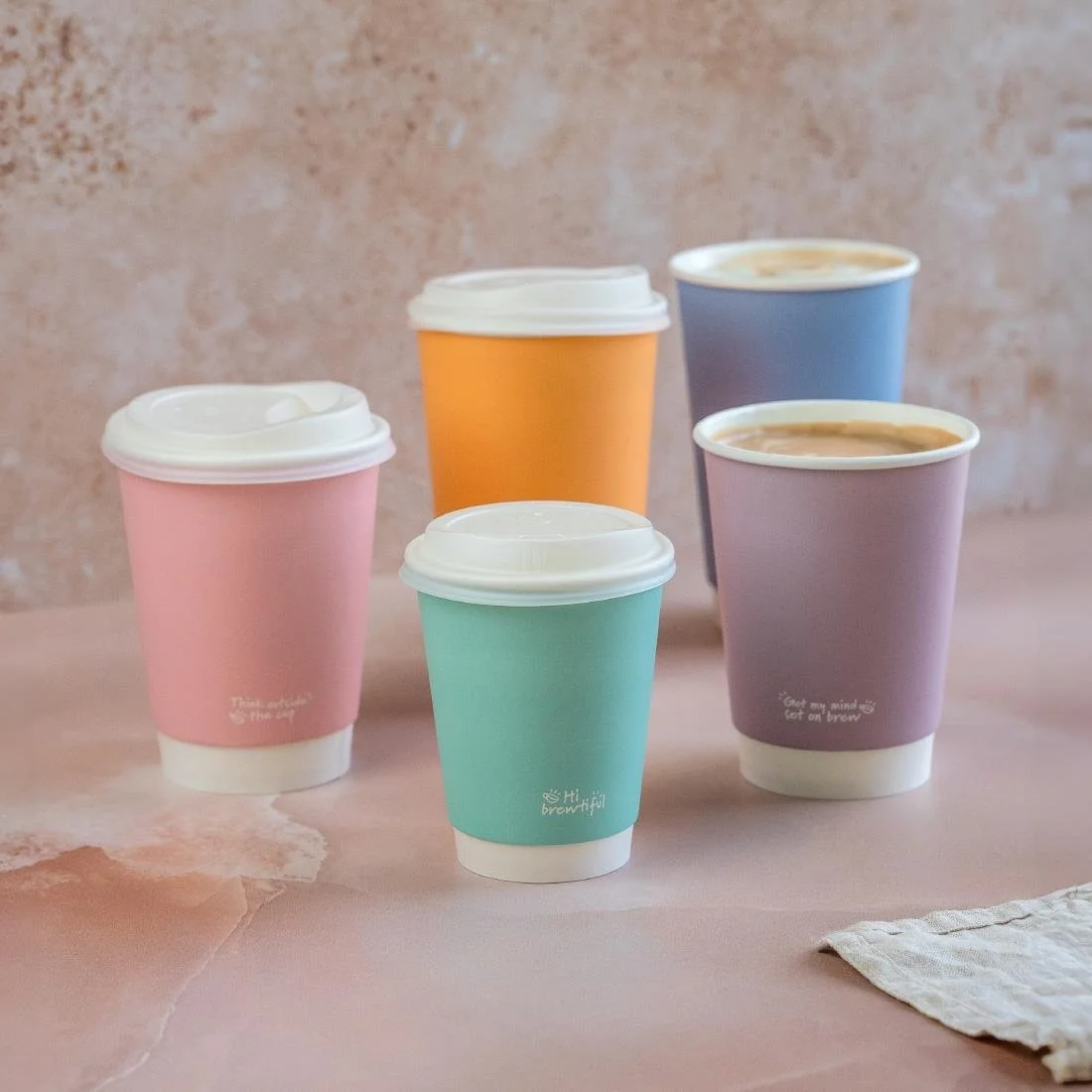 Vegware Feel Good Double Wall Pastel Hot Cups 16oz (400 Pack) - Image 2