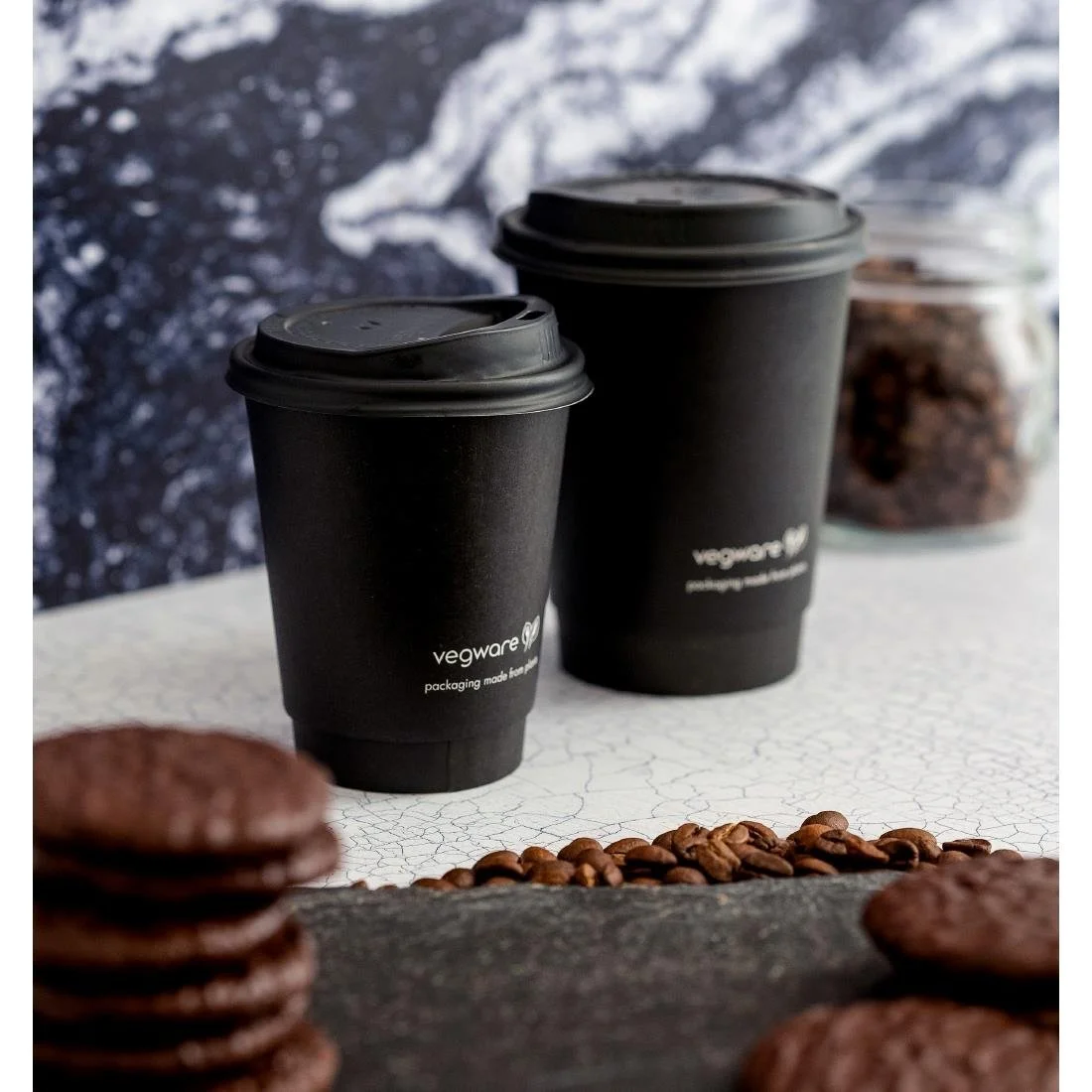 Vegware 79-Series CPLA Hot Cup Lids Black (1000 Pack) - Image 2