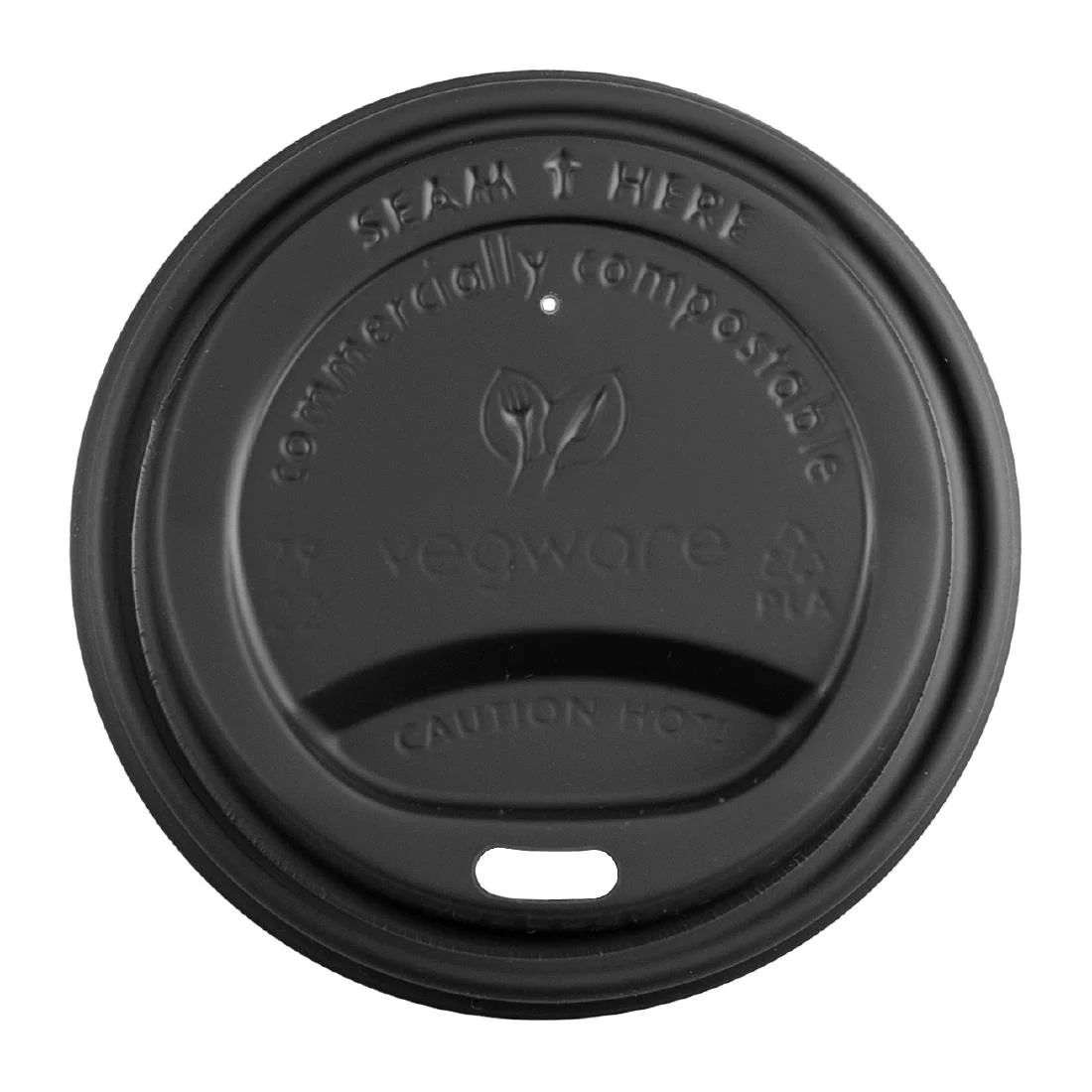 Vegware 79-Series CPLA Hot Cup Lids Black (1000 Pack) - Image 1