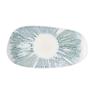 Churchill Lyra Organic Oblong Plates Blue Opal 350x185mm (6 Pack)