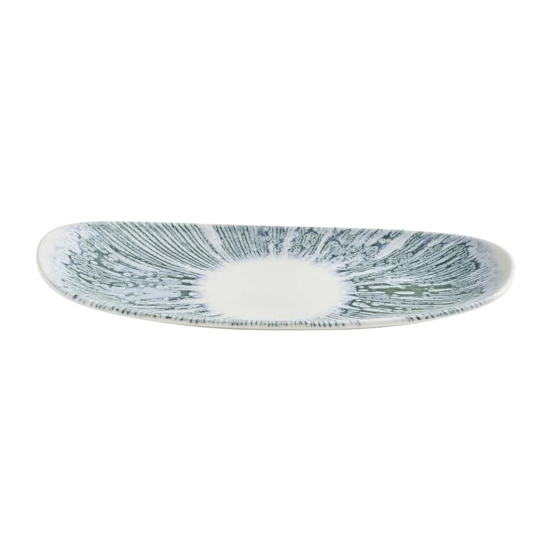 Churchill Lyra Organic Oblong Plates Blue Opal 350x150mm (12 Pack) - Image 2