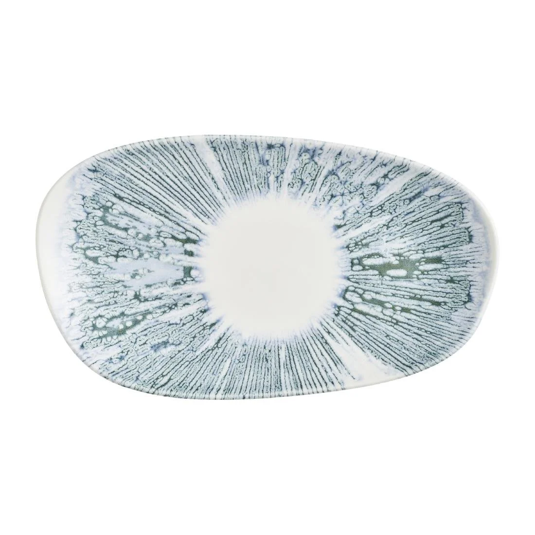 Churchill Lyra Organic Oblong Plates Blue Opal 260x150mm (12 Pack) - Image 1