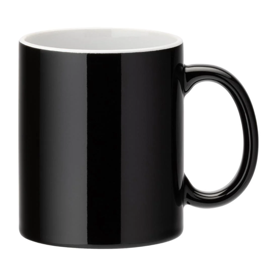 Utopia Pure White Straight-Sided Mugs Black 340ml (12 Pack)