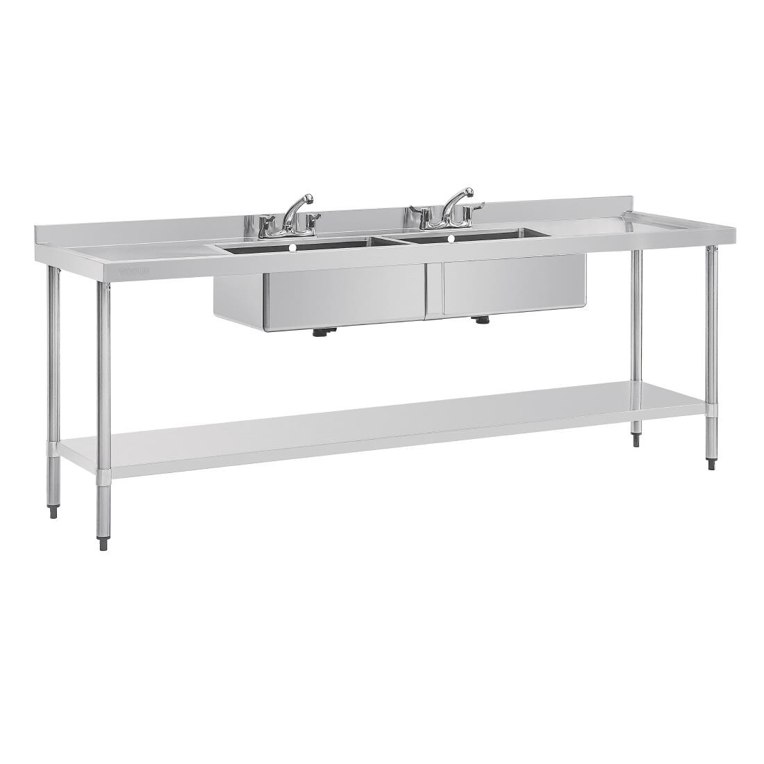 Vogue Stainless Steel Sink Double Bowl and Double Drainer 2400mm