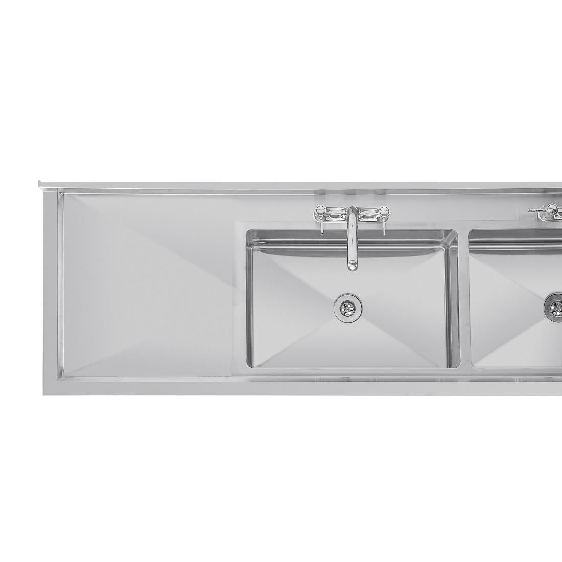 Vogue Stainless Steel Sink Double Bowl and Double Drainer 2400mm